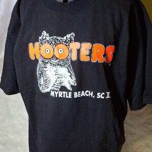 Hooters Tee in Black with Orange Logo
